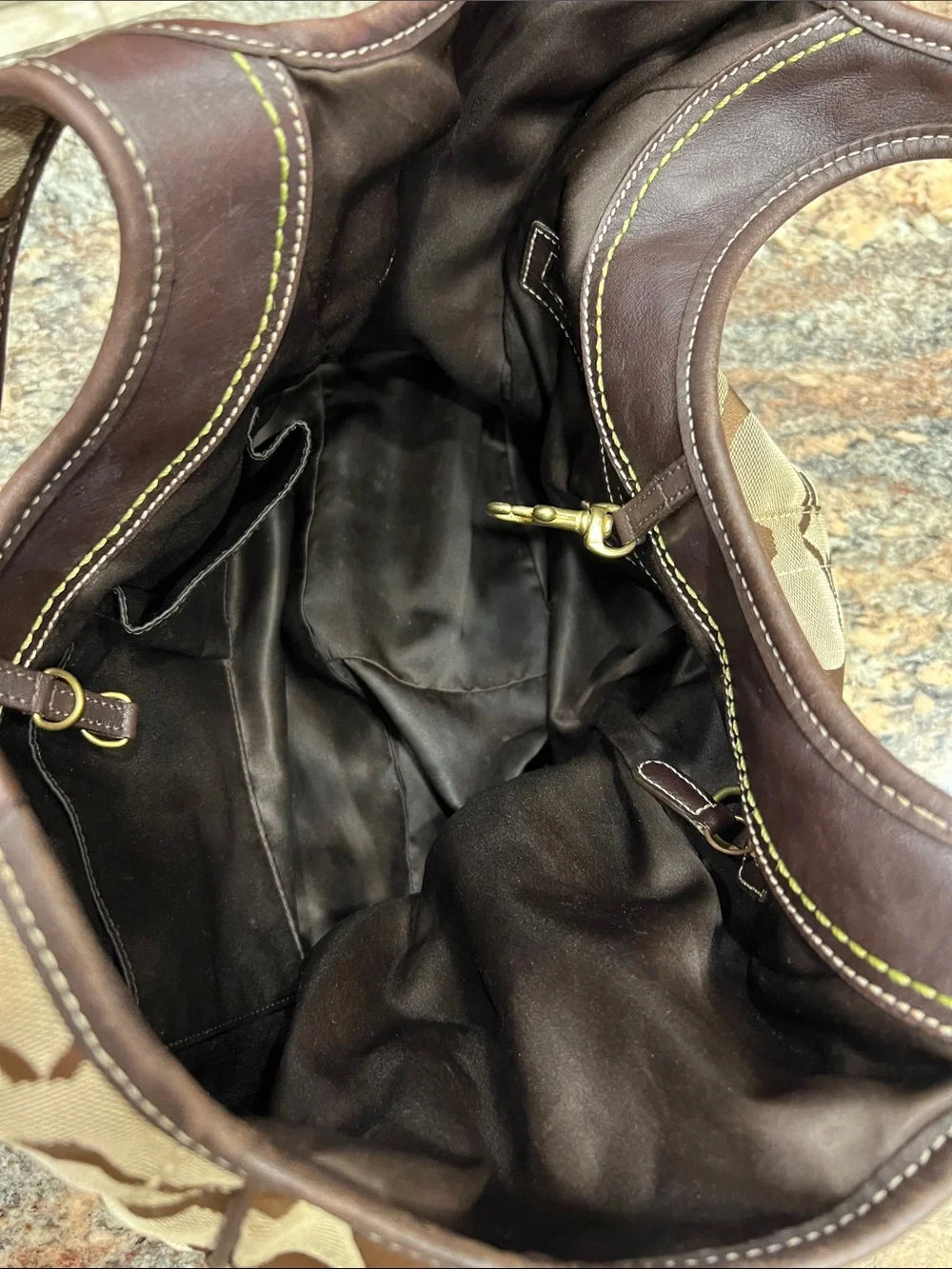 vintage Coach Ergo Signature Canvas Y2K hobo jacquard C monogram  brown leather